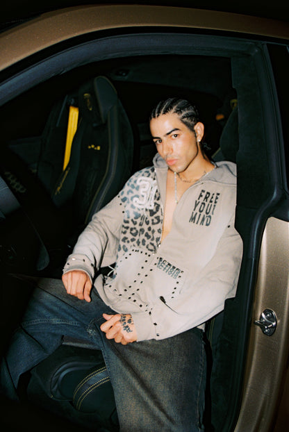 LEOPARD FREE YOUR MIND ZIP HOODIE